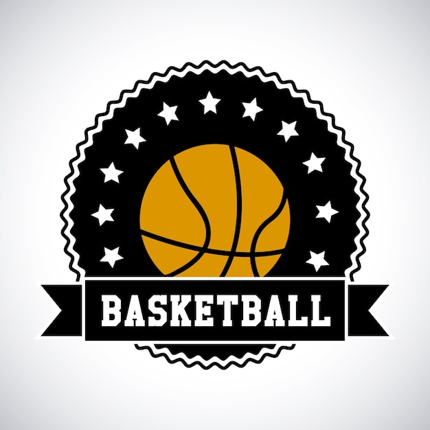 Basketbal label over witte achtergrond vectorillustratie