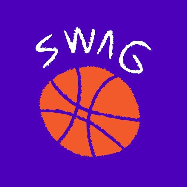 Basketbal met swag typografie cartoon, illustratie voor t-shirt, sticker.