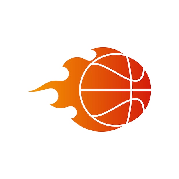 Basketbal met vuur toernooi logo pictogram vectorillustratie