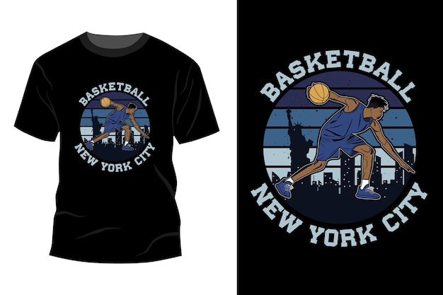 Basketbal new york city t-shirt mockup ontwerp silhouet vintage