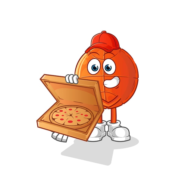 Basketbal pizza bezorger vector. stripfiguur