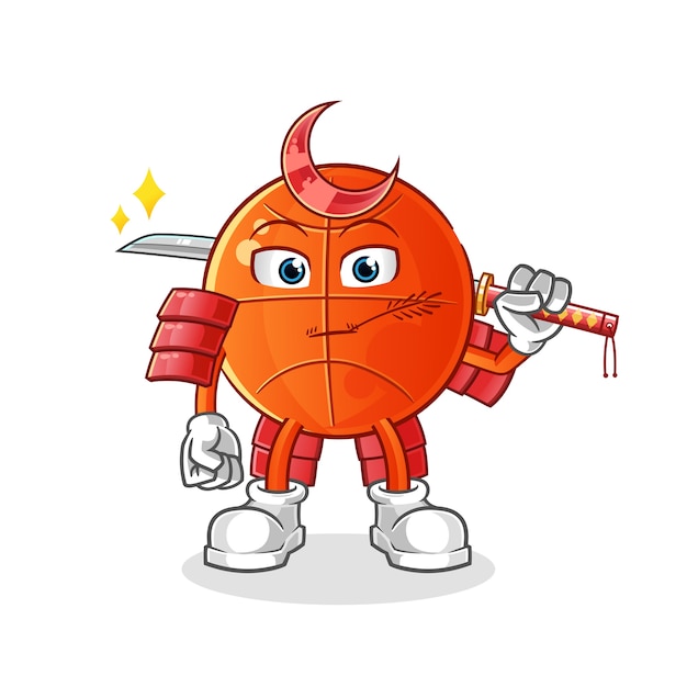 Basketbal samurai cartoon. cartoon mascotte