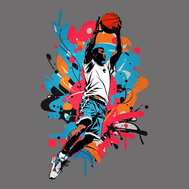 Vector basketbal slam dunk illustratie vectorontwerp