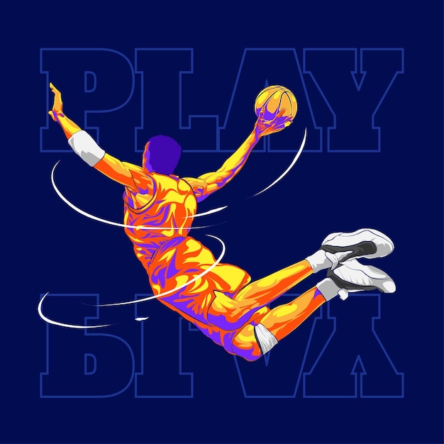 Basketbal spelen slam dunk illustratie