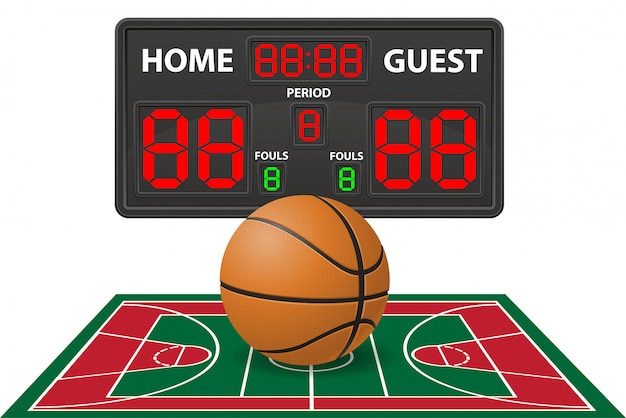 Vector basketbal sport digitale scorebord vectorillustratie