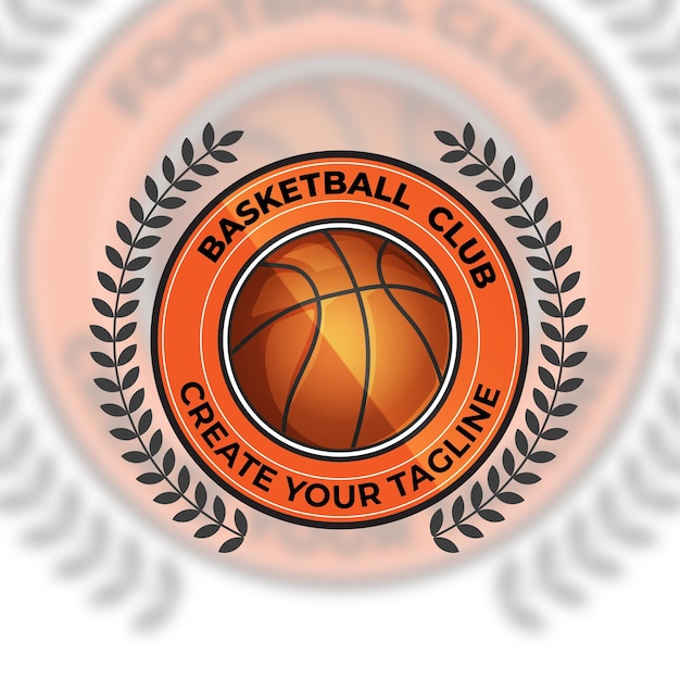 Vector basketbal sport team club league logo met schild en bal