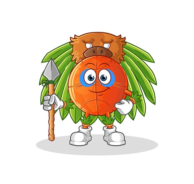 Basketbal tribal man mascotte. cartoon vector