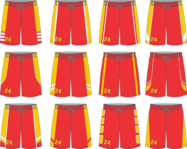 Basketbal Uniform Shorts Sjabloon voor Basketbal Club Voor- en Achteraanzicht Sport Jersey