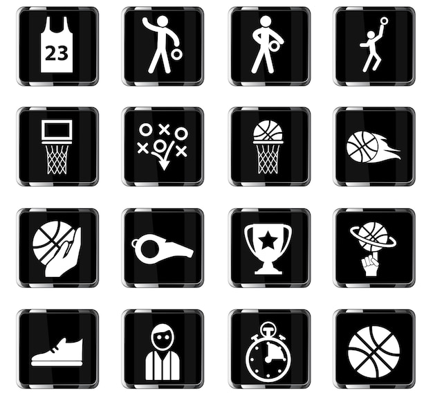 Basketbal vector iconen voor gebruikersinterface ontwerp