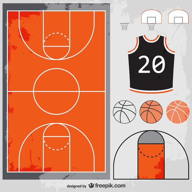 Basketbal vector set gratis te downloaden