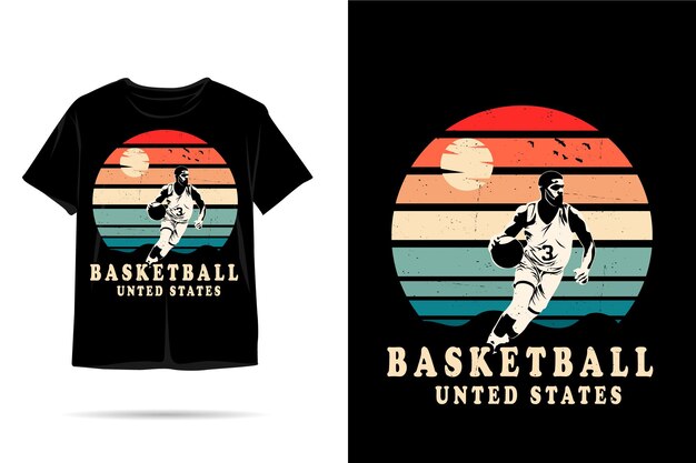 Basketbal verenigde staten silhouet tshirt ontwerp