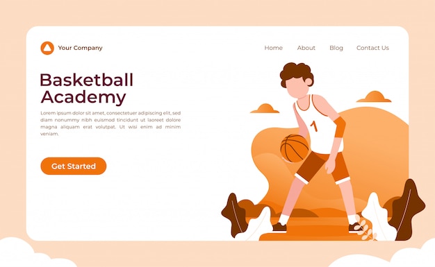 ベクトル バスケットボールアカデミーのランディングページ