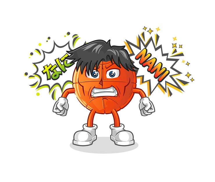 Vector basketball anime angry vector. cartoon character