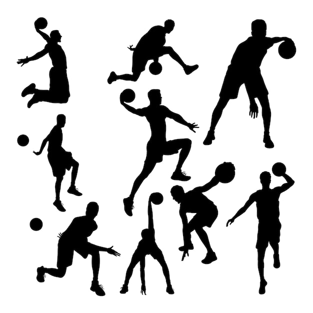 Vector basketball athlete silhouettes