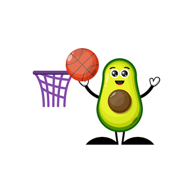 Basketball avocado vector character