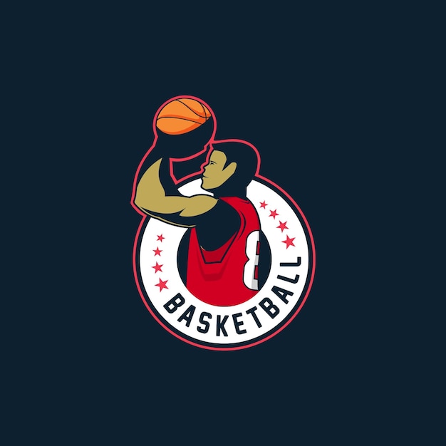 Illustrazione di vettore di progettazione di logo del distintivo di pallacanestro