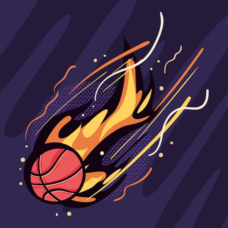 Vector basketball ball on fire