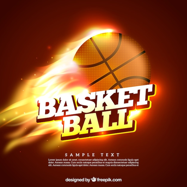 Basketball ball on flames background