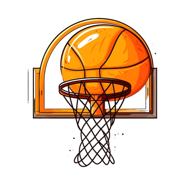 Баскетбольный мяч на векторной иллюстрации обруча