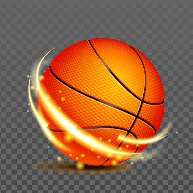 Palla da basket per giocare a sport vettore di gioco. accessorio per giocatore di squadra sportiva per giocare a basket competizione sportiva professionale sul campo da giuoco. illustrazione 3d realistica di lavoro di squadra atletico