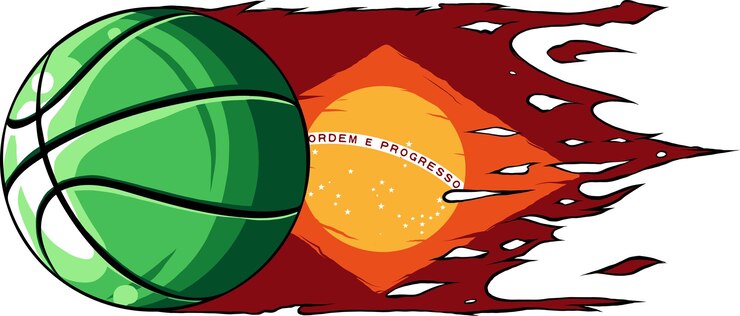 Vector basketball ball with brazil national flag