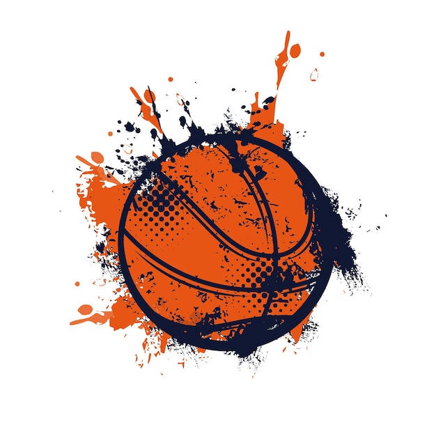 Vector basketball ball with grunge spots vector icon