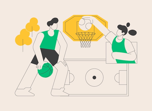 Баскетбольный лагерь абстрактная концепция векторная иллюстрация баскетбольная тренировочная спортивная программа для детей