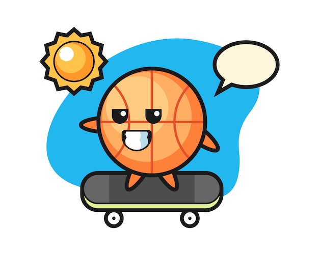 Basketball cartoon ride a skateboard