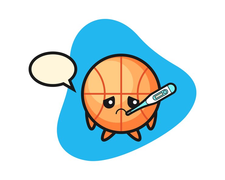 Vector basketball cartoon with fever condition