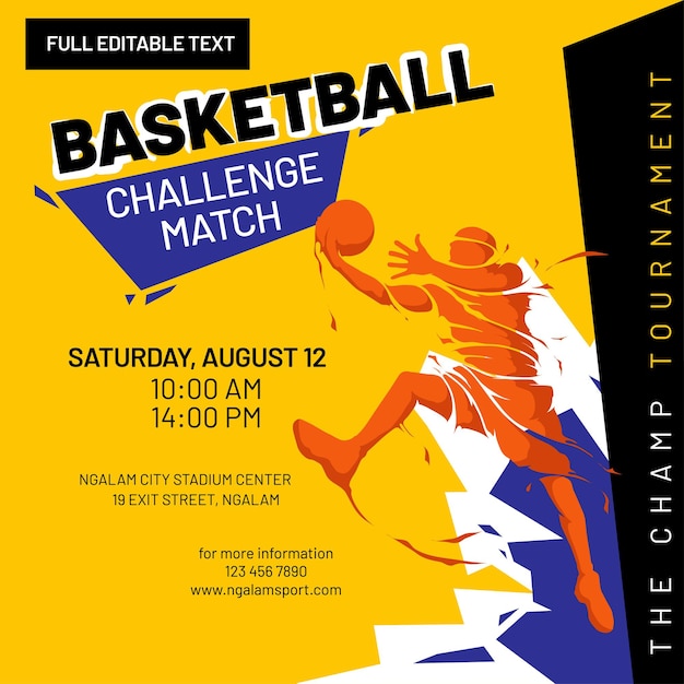 Basketball challenge match flyer design template