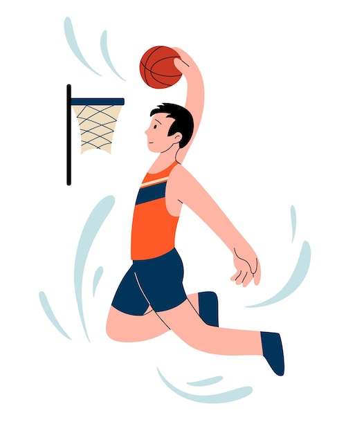Vector basketball championship illustration basketball player with ball character for mascot sport school