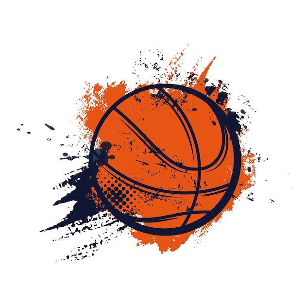 ベクトル バスケットボール選手権またはスポーツクラブリーグと代表チームの選手がハーフトーンでボールのサイン