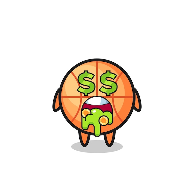 Basketball character with an expression of crazy about money