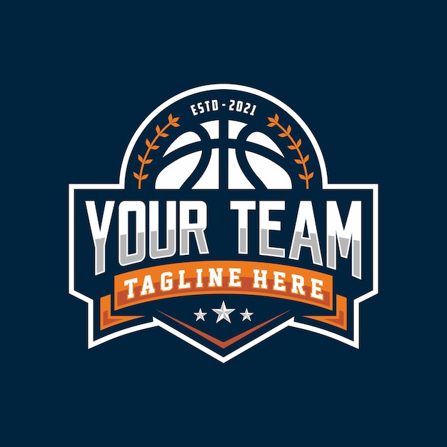 Логотип баскетбольного клуба Шаблон оформления эмблемы баскетбольного клуба на темном фоне