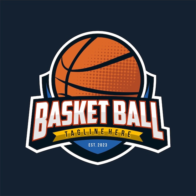 Vettore logo del club di basket modello di progettazione dell'emblema del club di basket