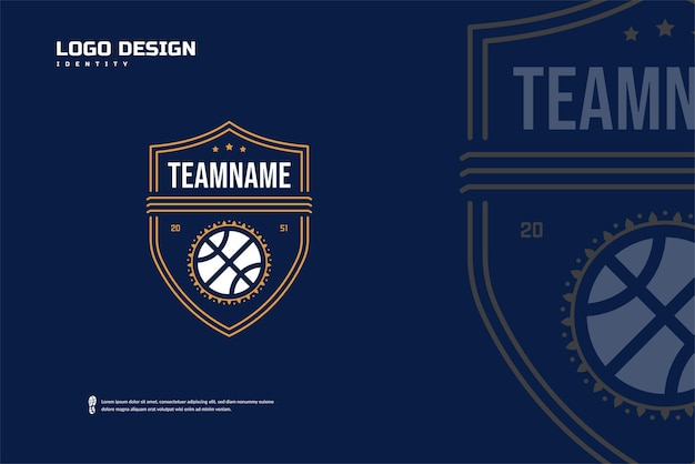 Vettore logo del club di basket modello di emblemi del torneo di basket identità della squadra sportiva design del badge esport