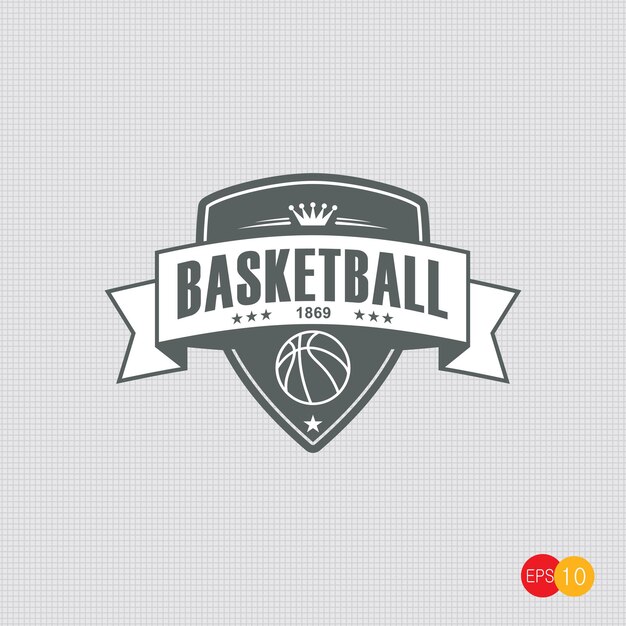 Vector basketball club logo emblem designs with ball sport badge vector illustration
