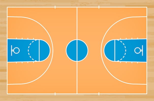 Пол баскетбольной площадки с линией картиной для предпосылки.