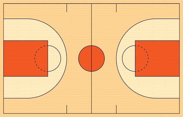 Basketball court top view layout vector illustration