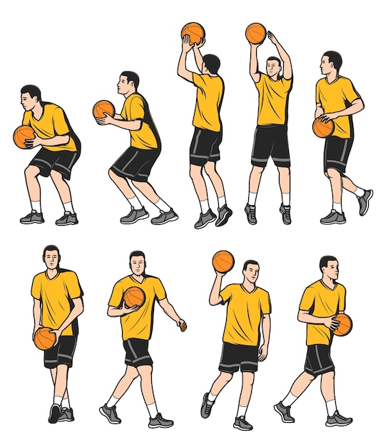 Vector basketball defender forward and center players