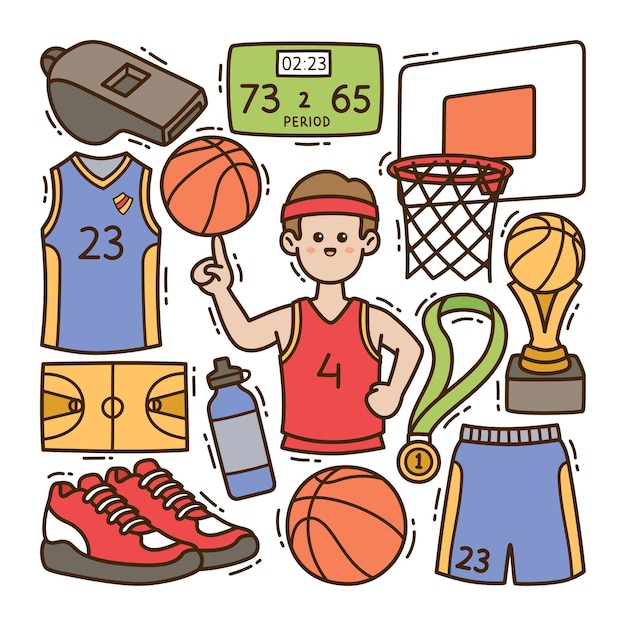 Vector basketball doodle illustration