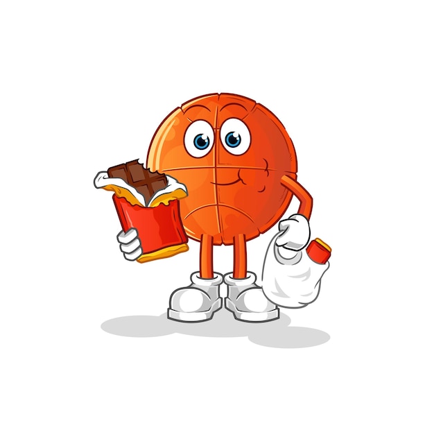 Basketball eat chocolate mascot. cartoon vector