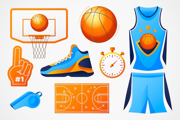 Vector basketball elements set