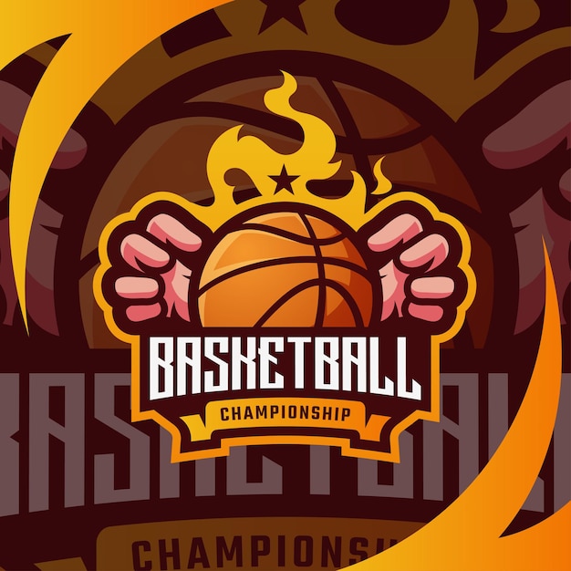 Vettore emblema del logo esport e sport del basket vettore premium