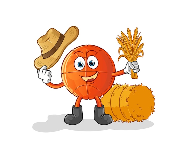 Basketball farmer mascot. cartoon vector