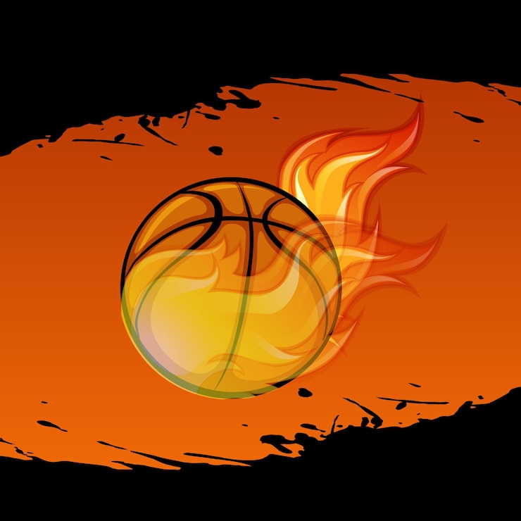 Vector basketball in fire logo vector illustration