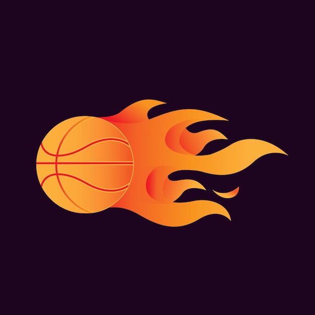 Vettore logo di pallacanestro in fiamme