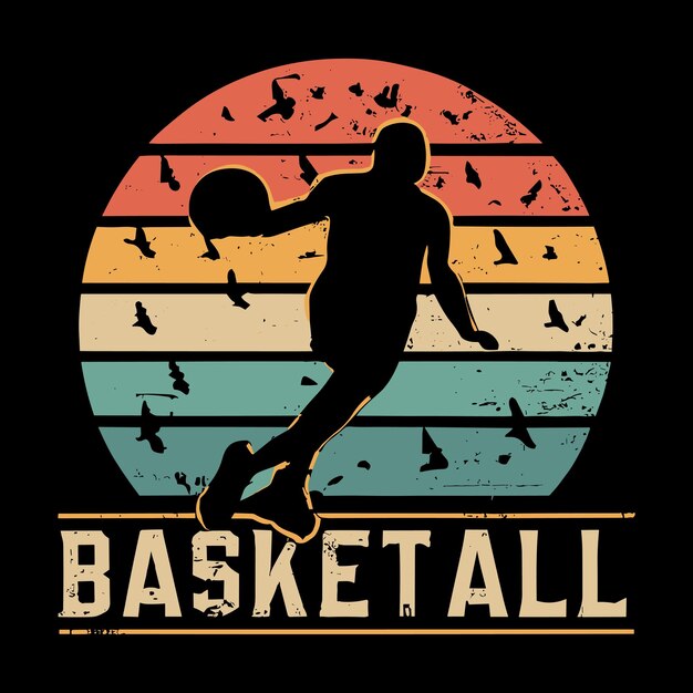 Basketball Funny Kids Basketball Player Retro Vintage Basketball Tshirt Design