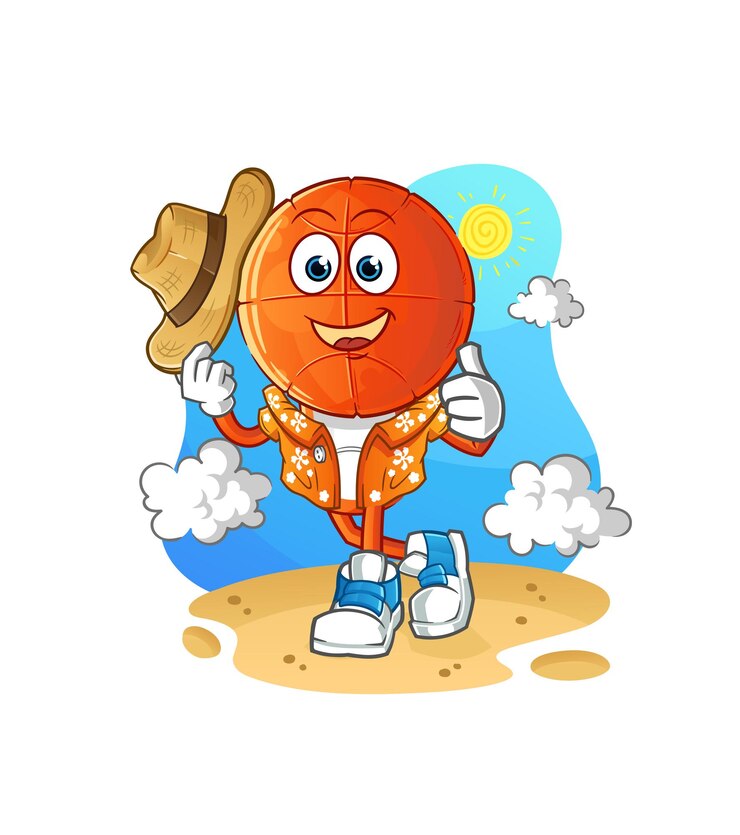 Vector basketball head cartoon go on vacation. cartoon mascot vector