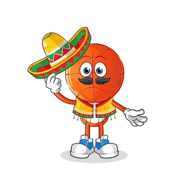 Vector basketball head cartoon mexican culture and flag cartoon vector